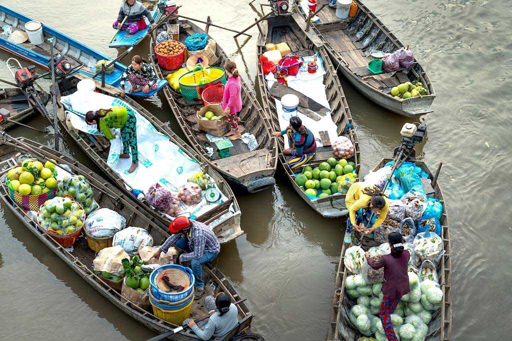 Floating markets on the Mekong